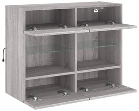 Móvel de parede p/ TV c/ luzes LED 78,5x30x60,5 cm cinza sonoma