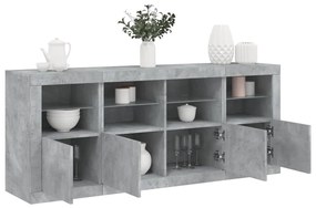vidaXL Aparador com luzes LED 163x37x67 cm cinzento cimento