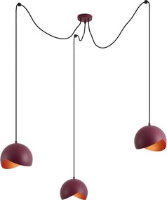 Candeeiro de Teto Pendente de Design Vermelho com Vidro Opalino 3 Luzes - Tulip
