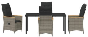 Conjunto de Mobiliário para Jardim de 5 Peças com Almofadas Cinza Ratt