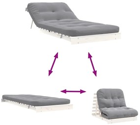 Sofá-cama futon com colchão 80x206x11 cm pinho maciço branco