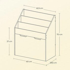 Estante infantil de arrumação decorada 29,5 x 62,5 x 70 cm branca