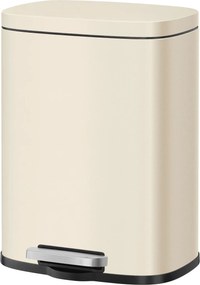 Caixote do lixo de 12 L, caixote com pedal 38,4 x 28,6 x 25,2 cm, com caixote interior e fecho suave, bege