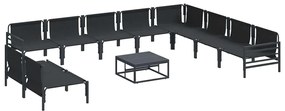 Conjunto de Sofá de Jardim 11 pcs Cinzento-escuro Aço