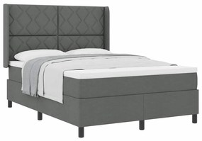 Cama Box com Colchão Cinza Escuro 160x200 cm em Tecido.