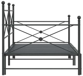 Cama de dia com gavetão sem colchão 100x200 cm aço preto