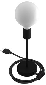 Alzaluce - metal table lamp with fabric cable switch and 2 poles plug - 20 cm / Matt Black
