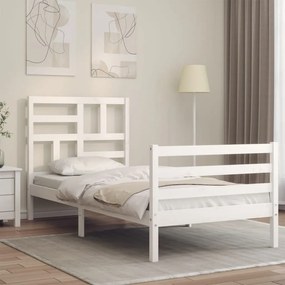 vidaXL Estrutura de cama com cabeceira 90x200 cm madeira maciça