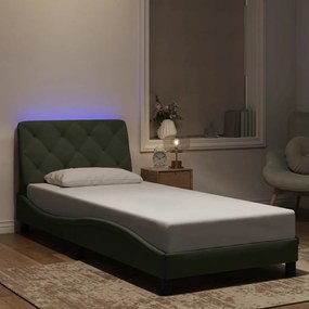 Estrutura de cama c/ luzes LED 90x200 cm veludo cinzento-claro