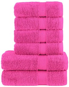 6pcs Conjunto toalhas banho premium SOLUND 600 gsm rosa