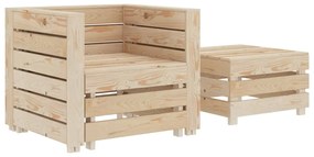 vidaXL 2 pcs conjunto lounge de paletes para jardim madeira