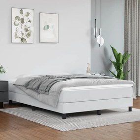 3120701 vidaXL Estrutura de cama com molas 140x200 cm couro artificial branco