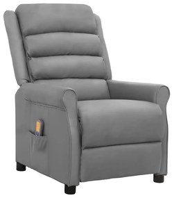 vidaXL Cadeira de massagens couro artificial cinzento