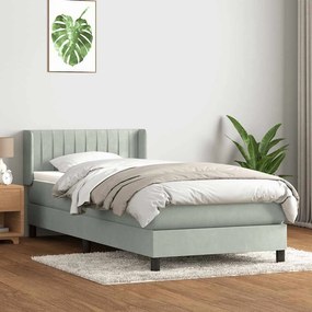 vidaXL Cama com molas/colchão Cinza Claro 90x210 cm veludo