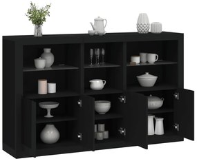 Aparador com luzes LED 162x37x100 cm preto
