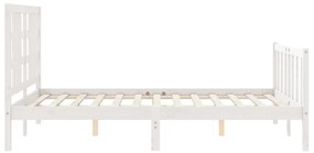 Estrutura de cama com cabeceira 140x190cm madeira maciça branco