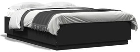 Estrutura cama c/ luzes LED 160x200 cm derivados madeira preto