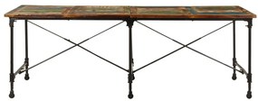 Mesa de jantar 220x90x77 cm madeira recuperada maciça