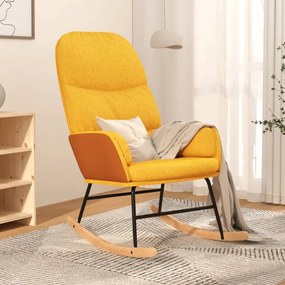 341049 vidaXL Cadeira de baloiço tecido amarelo mostarda