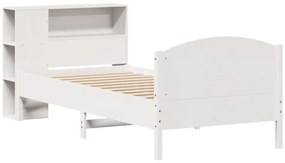 Cama com estante sem colchão 75x190 cm pinho maciço branco