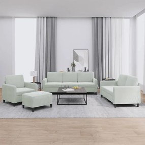 4 pcs conjunto de sofás veludo cinzento-claro