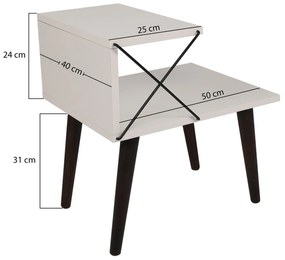 Mesa de Cabeceira Cross – Preto Travertino – 50x55x40 cm