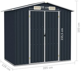 Abrigo de jardim 205x129x183 cm aço galvanizado antracite