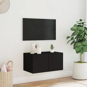 Móvel de parede para TV com luzes LED 60x35x31 cm preto