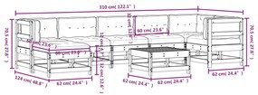 8 pcs conjunto lounge jardim c/ almofadões madeira maciça cinza