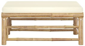 Apoio de pés para jardim com almofadão branco nata bambu