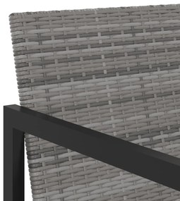 5pcs conjunto de jantar p/ exterior c/ almofadões vime PE cinza
