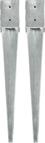 vidaXL Estacas de enterrar 2 pcs 10x10x76 cm aço galvanizado prateado