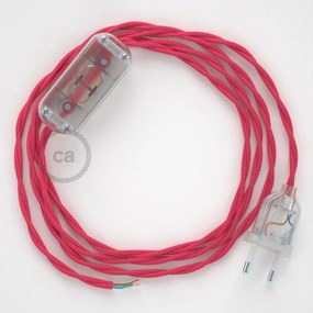 Cabo para candeeiro de mesa, TM08 Fúcsia Seda Artificial 1,80 m. Escolha a cor da ficha e do interruptor. - Transparente