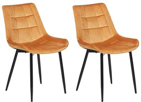 Conjunto de 2 cadeiras de jantar em veludo laranja MELROSE II Beliani