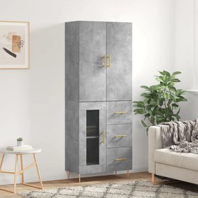 vidaXL Armário alto 69,5x34x180 cm derivados de madeira cinza cimento