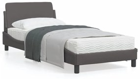 vidaXL Estrutura cama c/ cabeceira couro artificial 90x190 cm cinzento