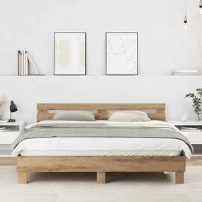 Estrutura da Cama com cabeceira Carvalho Artesanal 180 x 200 cm