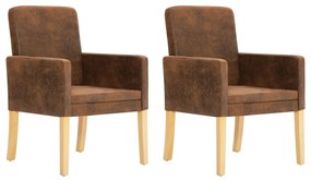 vidaXL Cadeiras de jantar 2 pcs camurça artificial castanho