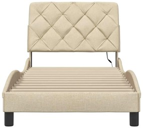 Estrutura de cama com LED sem colchão 90x200 cm tecido creme