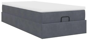 Estrutura cama otomana colchão 90x190 cm veludo cinzento escuro