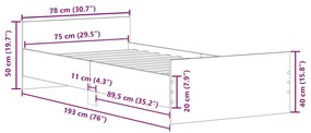 Estrutura cama solteiro derivados de madeira cinzento cimento