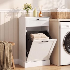 Armário para Roupa Suja, 52 x 33 x 90 cm, Saco Interior Removível, Branco