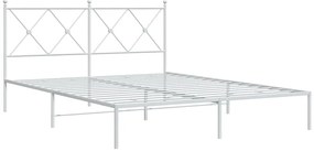 Estrutura de cama com cabeceira 150x200 cm metal branco
