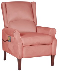 vidaXL Poltrona de massagens reclinável veludo rosa