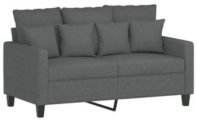 3 pcs conjunto de sofás com almofadões tecido cinzento-escuro