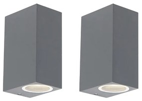 Conjunto de 2 Apliques Modernos Cinza Escuro 2 Luzes IP44 - Baleno Moderno