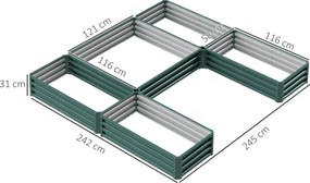 Conjunto de 5 Floreira quadrada de horta em aço, modulares para legumes, plantas, flores, verdes