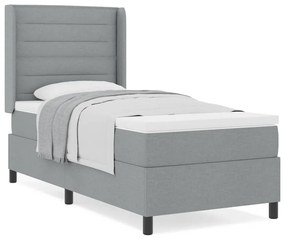 Cama com Estrado e Colchão Cinza Claro 100 x 200 cm em Tecido