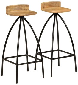vidaXL Cadeiras de bar 2 pcs madeira de mangueira maciça