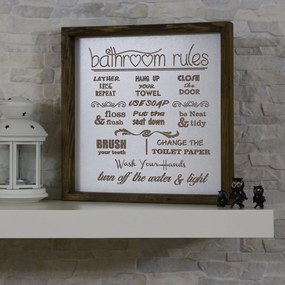 Quadro Decorativo em MDF KZM006 – Castanho e Branco – 34 x 34 cm